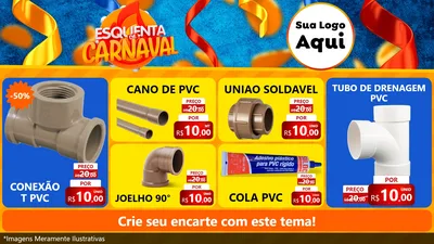 Modelo de TV para TV Horizontal com o tema Esquenta de Carnaval para Tubos e conexões