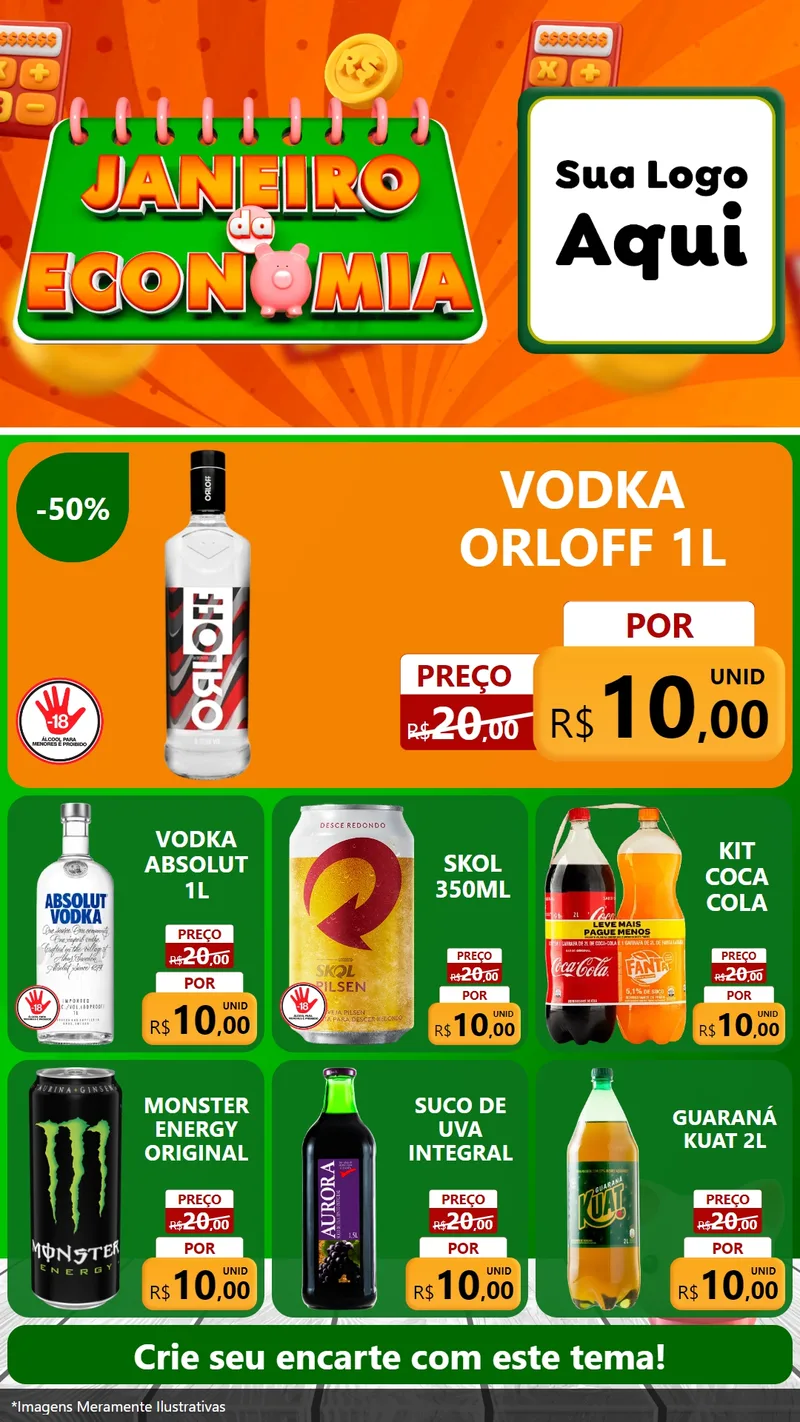 Modelo de Rede Social para Stories com o tema Janeiro da Economia para Distribuidora de bebidas