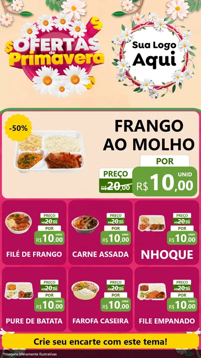 Modelo de Rede Social para Stories com o tema Ofertas de Primavera para Restaurante