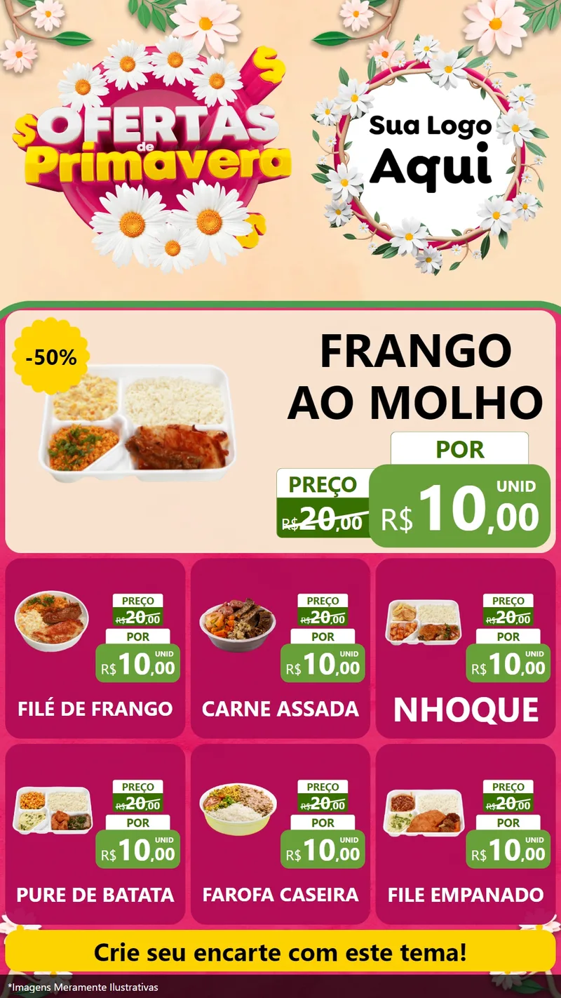 Modelo de Rede Social para Stories com o tema Ofertas de Primavera para Restaurante