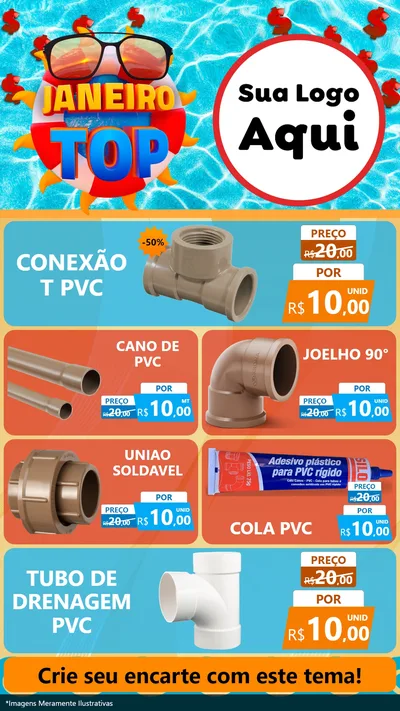 Modelo de TV para TV Vertical com o tema Janeiro Top para Tubos e conexões
