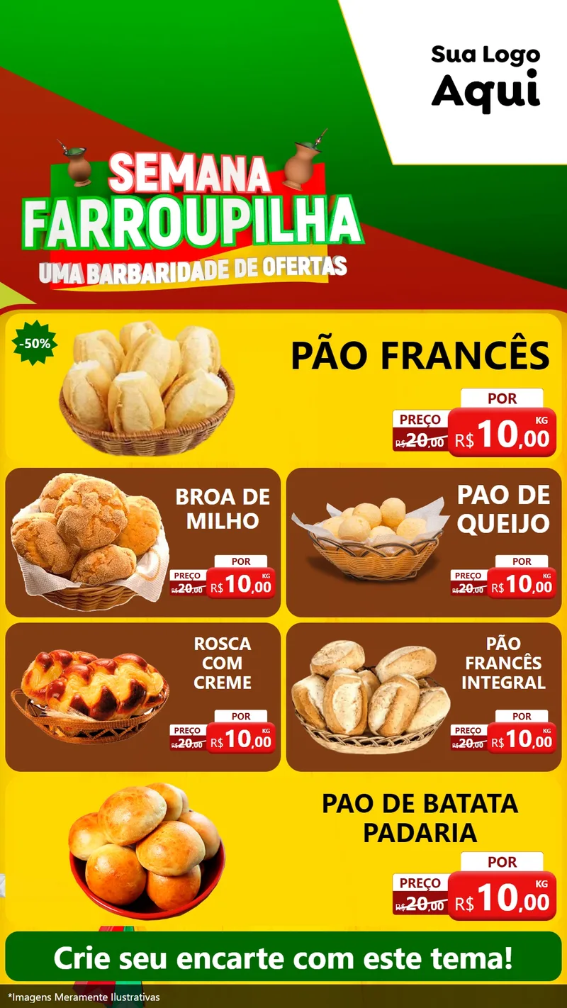Modelo de TV para TV Vertical com o tema Semana Farroupilha - Uma Barbaridade de Ofertas para Padaria
