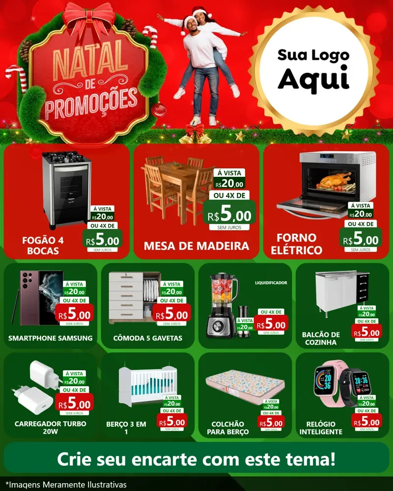 Modelo de Rede Social para Feed Instagram com o tema Natal de Promoções para Móveis e Eletro