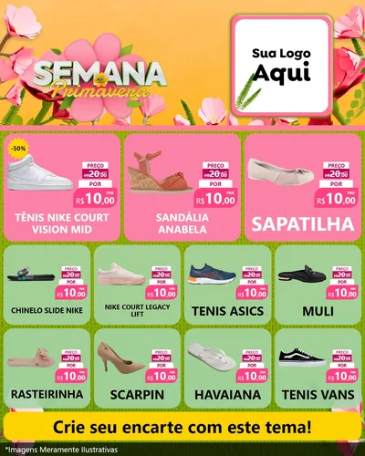 Modelo de Rede Social para Feed Instagram com o tema Semana da Primavera para Calçados