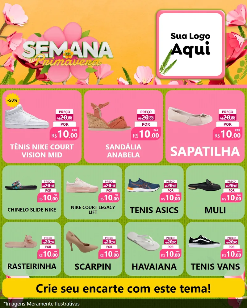 Modelo de Rede Social para Feed Instagram com o tema Semana da Primavera para Calçados
