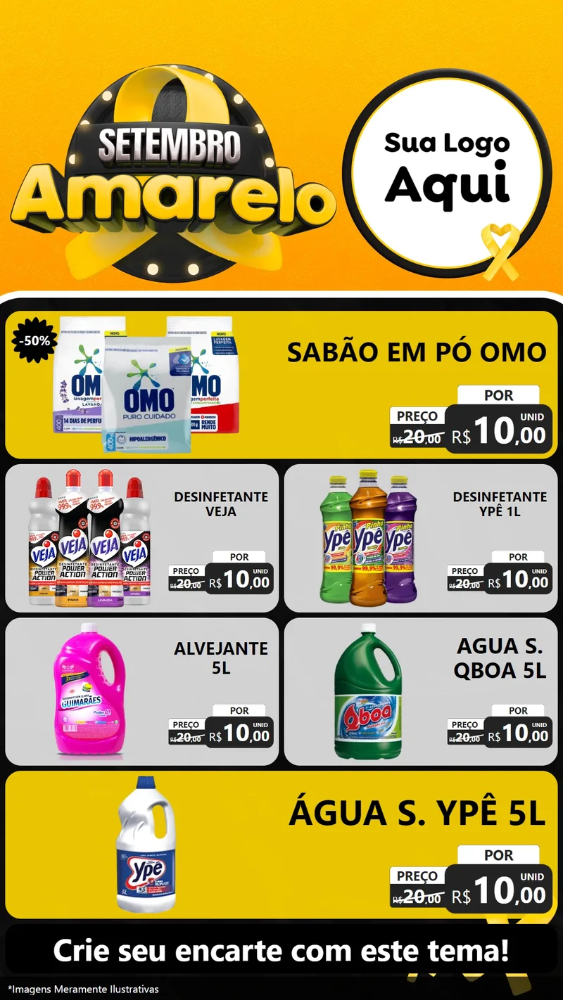 Modelo de TV para TV Vertical com o tema Setembro Amarelo para Produtos de Limpeza