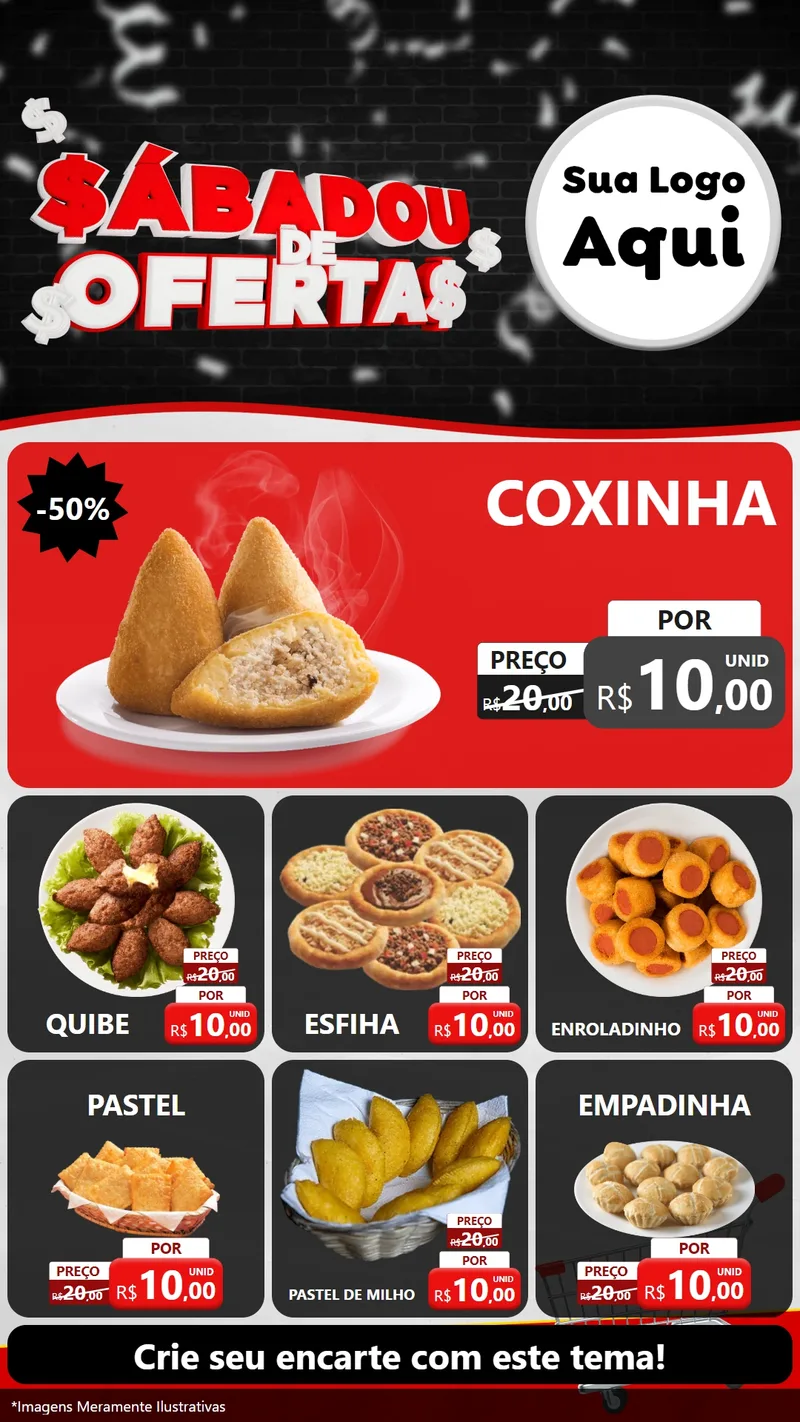 Modelo de Rede Social para Stories com o tema Sabadou de Ofertas para Salgadaria