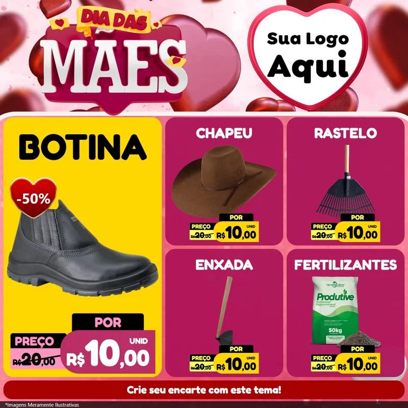 Modelo de Rede Social para Feed Facebook com o tema Dia Das Mães para Agropecuária