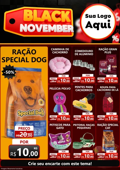 Modelo de Encarte para Encarte A4 Vertical com o tema Black November para Pet Shop