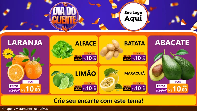 Modelo de TV para TV Horizontal com o tema Dia do Cliente para Hortifrúti