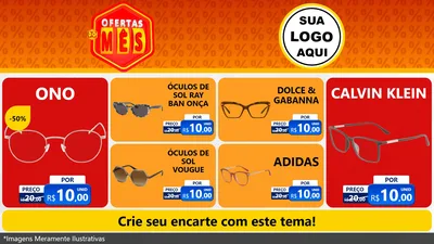 Modelo de TV para TV Horizontal com o tema Ofertas do Mês para Óticas