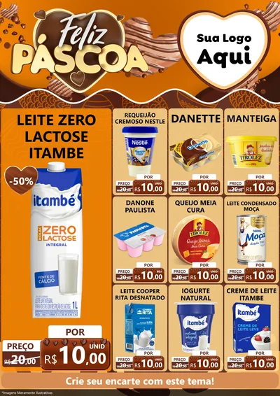 Modelo de Encarte para Encarte A4 Vertical com o tema Feliz Páscoa para Frios e Laticínios