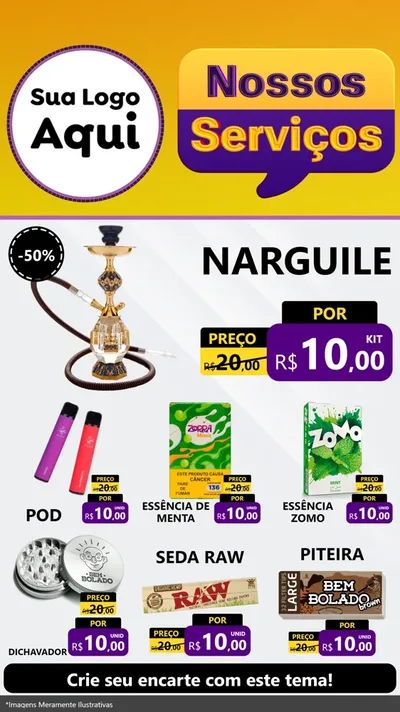 Modelo de Rede Social para Stories com o tema Nossos Serviços para Tabacaria