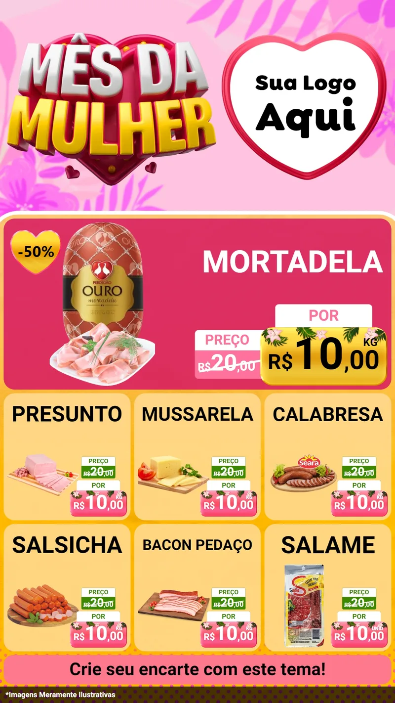 Modelo de Rede Social para Stories com o tema Mês da Mulher para Frios e Laticínios