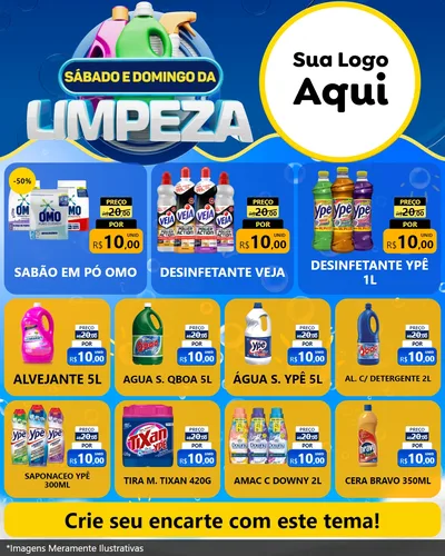 Modelo de Rede Social para Feed Instagram com o tema Sábado e Domingo da Limpeza para Produtos de Limpeza
