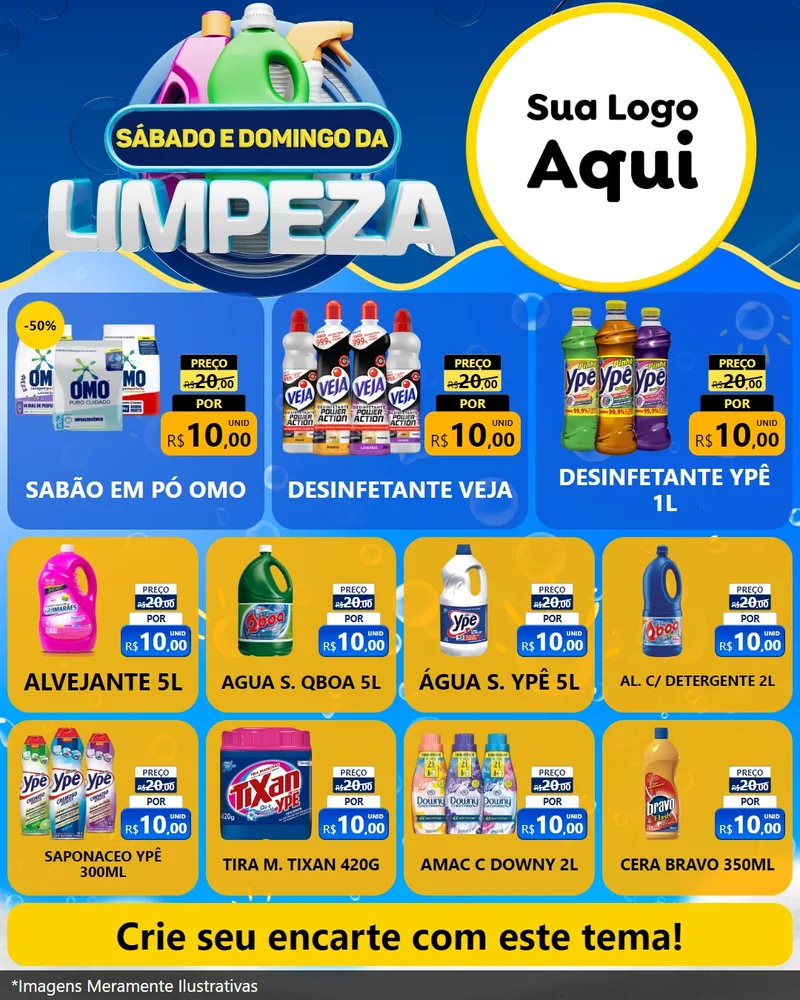 Modelo de Rede Social para Feed Instagram com o tema Sábado e Domingo da Limpeza para Produtos de Limpeza