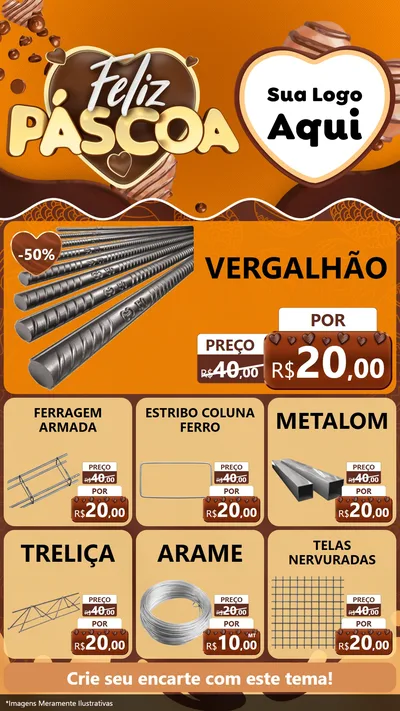 Modelo de Rede Social para Stories com o tema Feliz Páscoa para Ferragens