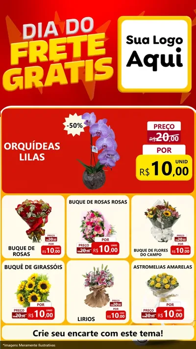 Modelo de Rede Social para Stories com o tema Dia do Frete Grátis para Floricultura e jardim
