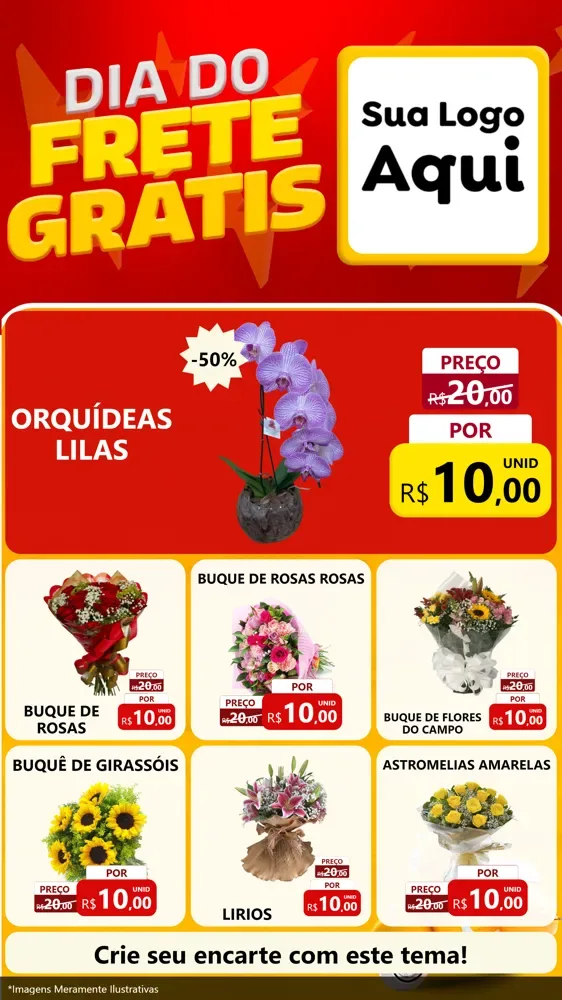 Modelo de Rede Social para Stories com o tema Dia do Frete Grátis para Floricultura e jardim