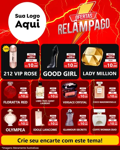 Modelo de Rede Social para Feed Instagram com o tema Ofertas Relâmpago para Perfumes