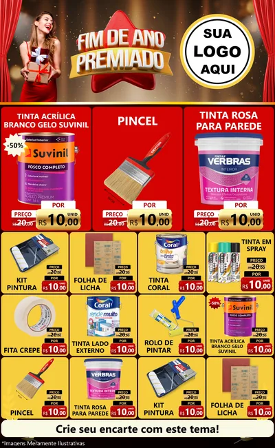Modelo de Encarte para Encarte Grande com o tema Fim de Ano Premiado para Tintas e Ferramentas