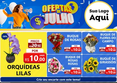 Modelo de Encarte para Encarte A4 Horizontal com o tema Ofertas de Julho para Floricultura e jardim