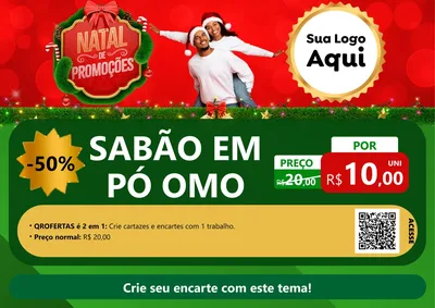 Modelo de Cartaz para Cartaz A4 Horizontal com o tema Natal de Promoções para Produtos de Limpeza