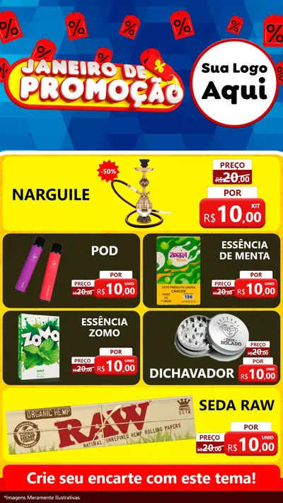 Modelo de TV para TV Vertical com o tema Janeiro de Promoção para Tabacaria