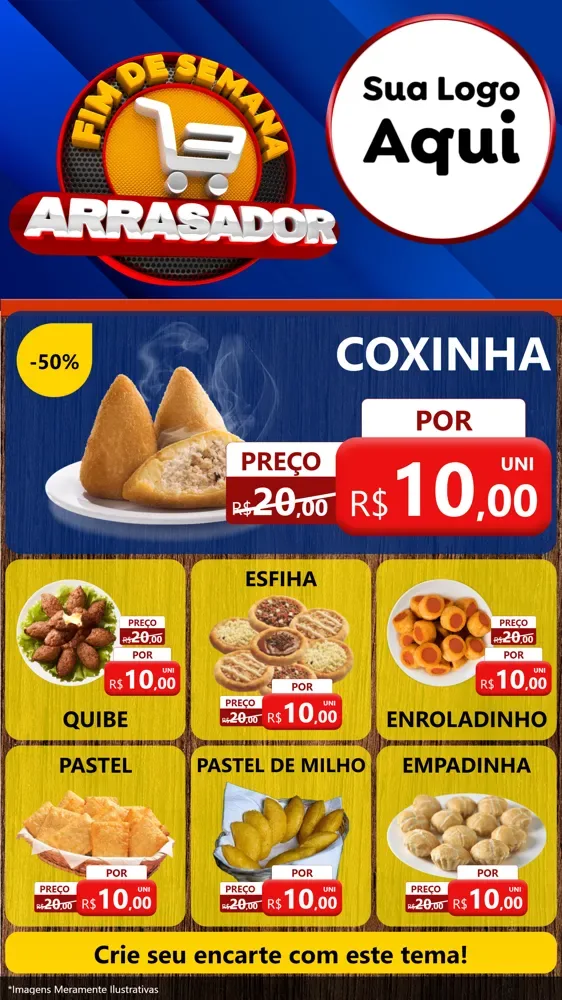 Modelo de Rede Social para Stories com o tema Fim De Semana Arrasador para Salgadaria