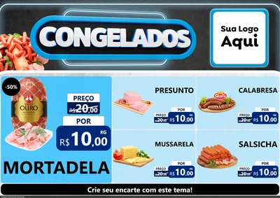 Modelo de Encarte para Encarte A4 Horizontal com o tema Congelados para Frios e Laticínios