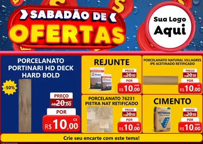 Modelo de Encarte para Encarte A4 Horizontal com o tema Sabadão de Ofertas para Pisos e revestimentos