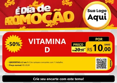 Modelo de Cartaz para Cartaz A4 Horizontal com o tema É Dia De Promoção para Farmácia