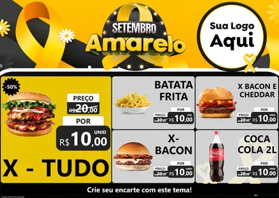 Modelo de Encarte para Encarte A4 Horizontal com o tema Setembro Amarelo para Hamburgueria