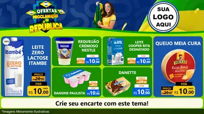 Modelo de TV para TV Horizontal com o tema Ofertas Proclamação da República para Frios e Laticínios