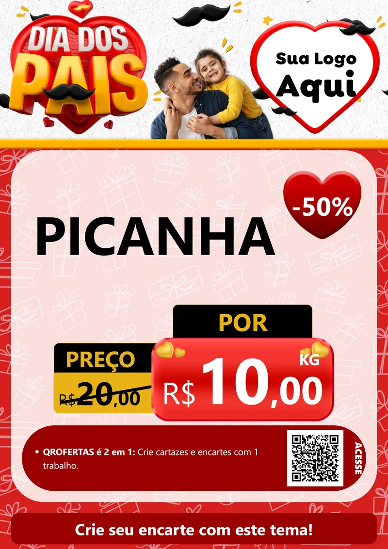 Modelo de Cartaz para Cartaz A4 Vertical com o tema Dia dos Pais para Açougue