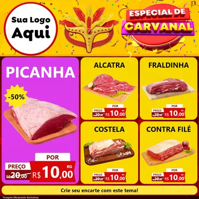 Modelo de Rede Social para Feed Facebook com o tema Especial de Carnaval para Açougue