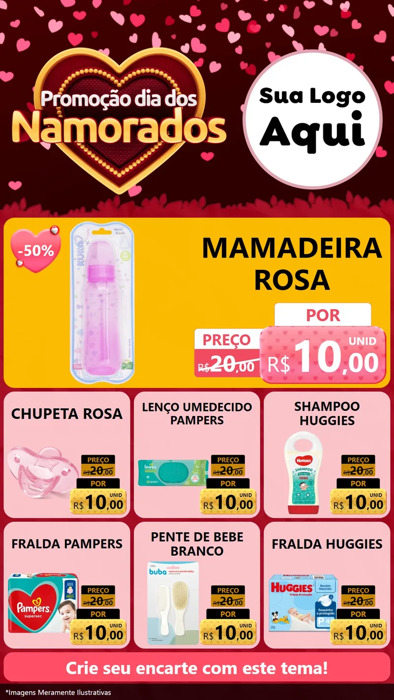 Modelo de Rede Social para Stories com o tema Promoção Dia Dos Namorados para Bebês