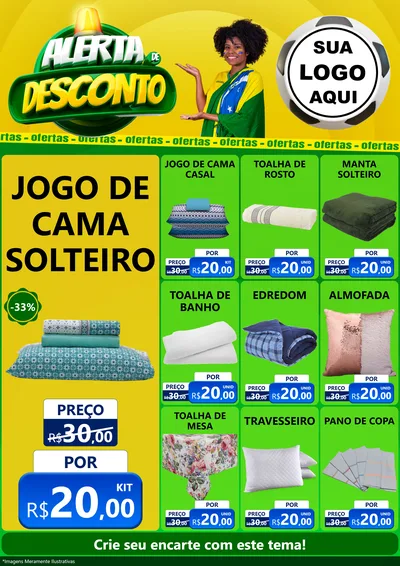 Modelo de Encarte para Encarte A4 Vertical com o tema Alerta de Desconto para Cama, Mesa e Banho