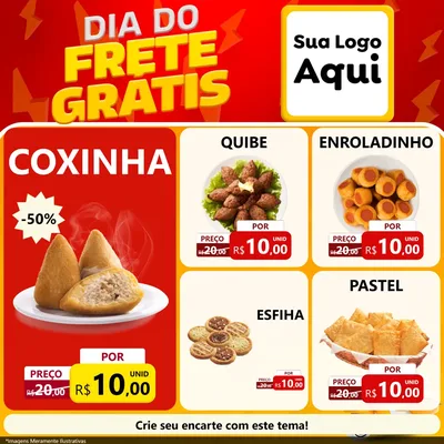 Modelo de Rede Social para Feed Facebook com o tema Dia do Frete Grátis para Salgadaria