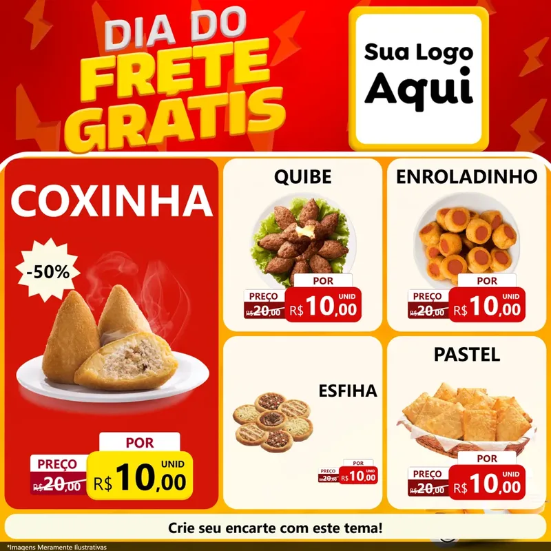 Modelo de Rede Social para Feed Facebook com o tema Dia do Frete Grátis para Salgadaria