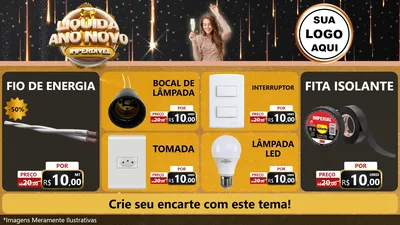 Modelo de TV para TV Horizontal com o tema Liquida Ano Novo Imperdível para Materiais Elétricos