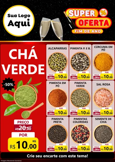 Modelo de Encarte para Encarte A4 Vertical com o tema Super Oferta Fim de Ano para Produtos Naturais