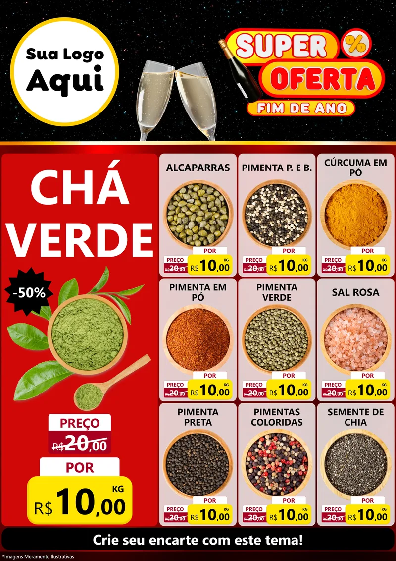 Modelo de Encarte para Encarte A4 Vertical com o tema Super Oferta Fim de Ano para Produtos Naturais