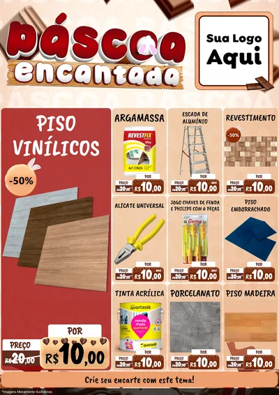 Modelo de Encarte para Encarte A4 Vertical com o tema Páscoa Encantada para Material para Construção