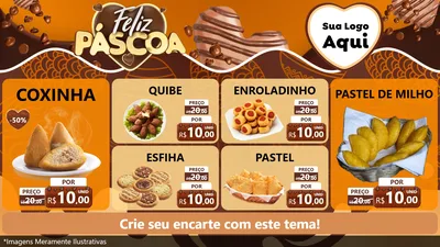 Modelo de TV para TV Horizontal com o tema Feliz Páscoa para Salgadaria