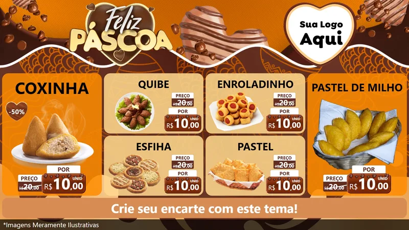 Modelo de TV para TV Horizontal com o tema Feliz Páscoa para Salgadaria