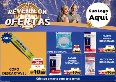 Modelo de Encarte para Encarte A4 Horizontal com o tema Réveillon de Ofertas para Embalagens