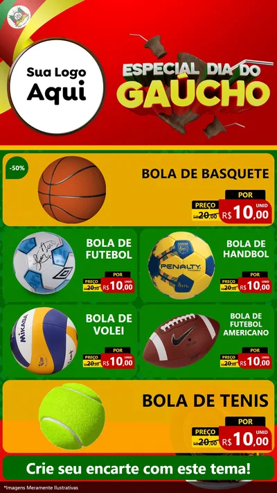 Modelo de TV para TV Vertical com o tema Especial Dia do Gaúcho para Artigos Esportivos