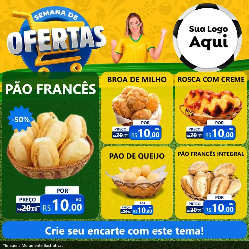 Modelo de Rede Social para Feed Facebook com o tema Semana de Ofertas - Copa para Padaria