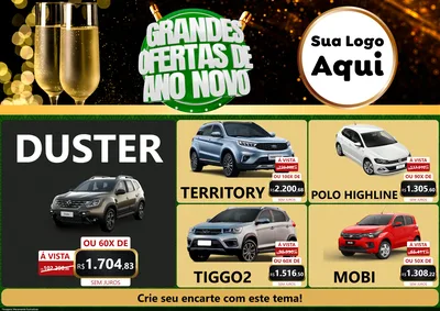 Modelo de Encarte para Encarte A4 Horizontal com o tema Grandes Ofertas de Ano Novo para Concessionaria de Carros